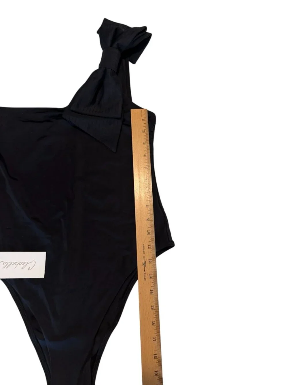 Cleobella Inga Black Bow Detail One Shoulder One Piece Bathing Suit Size Medium